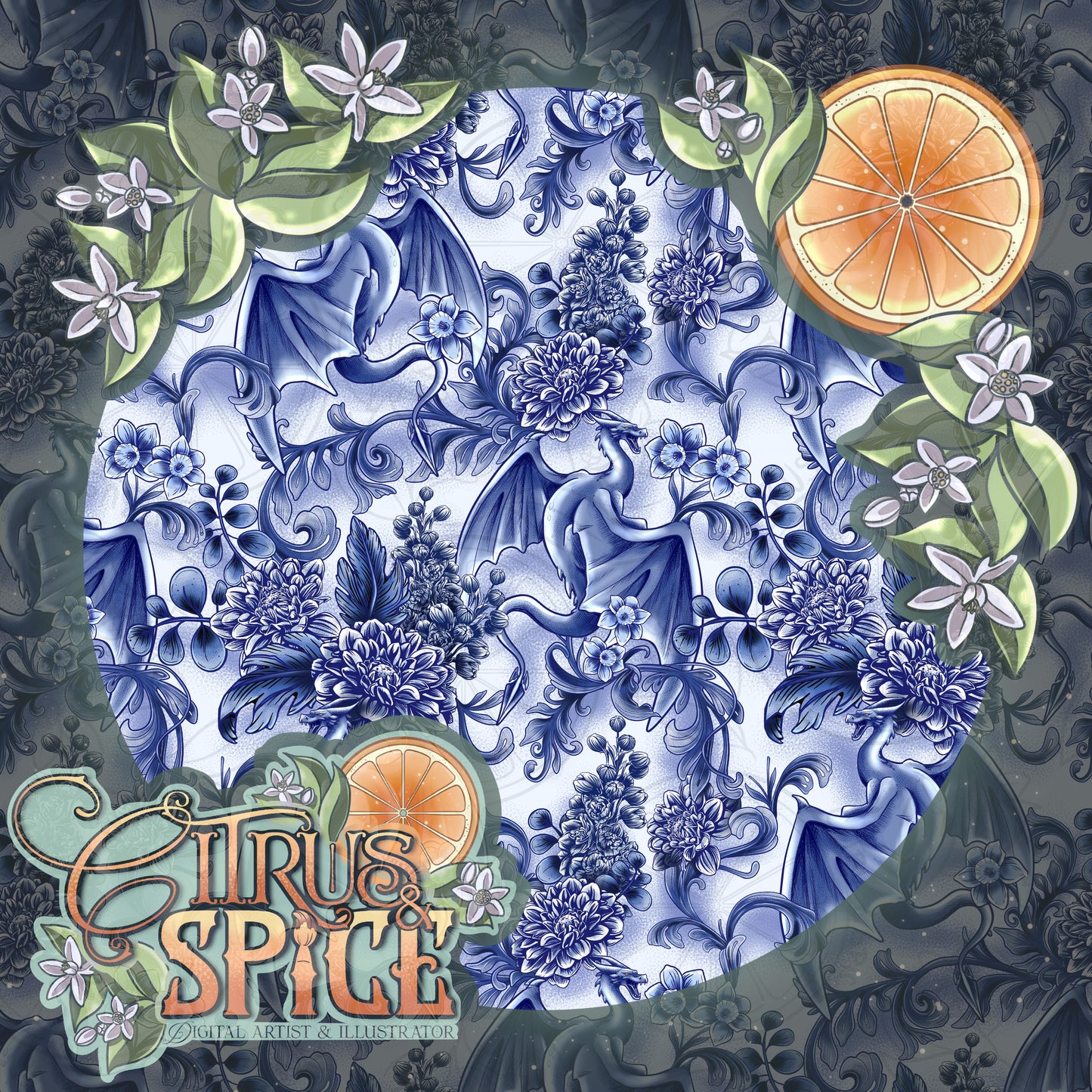 Blue Dragon Seamless