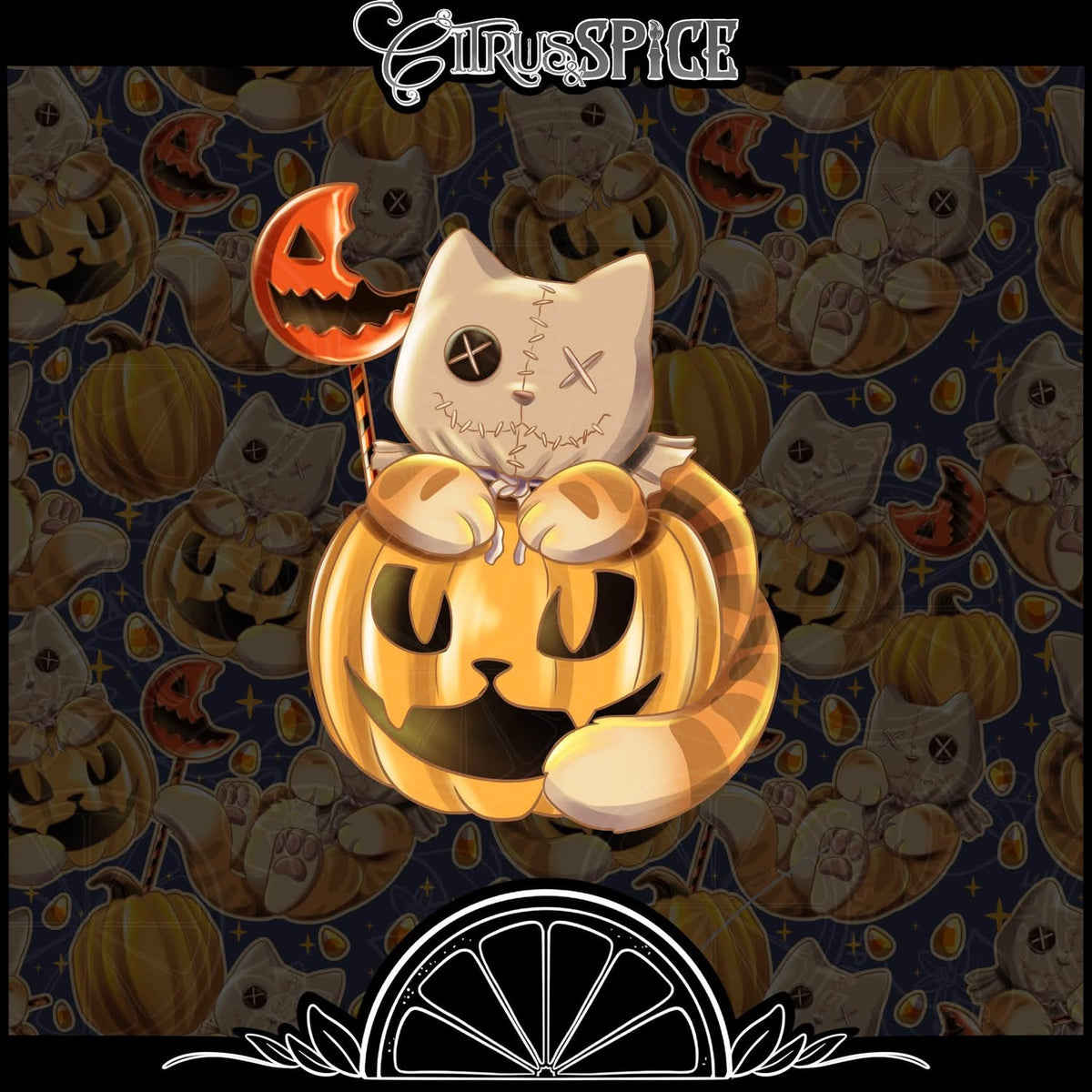 Sam Trick o Treat Kitty Seamless/PNG