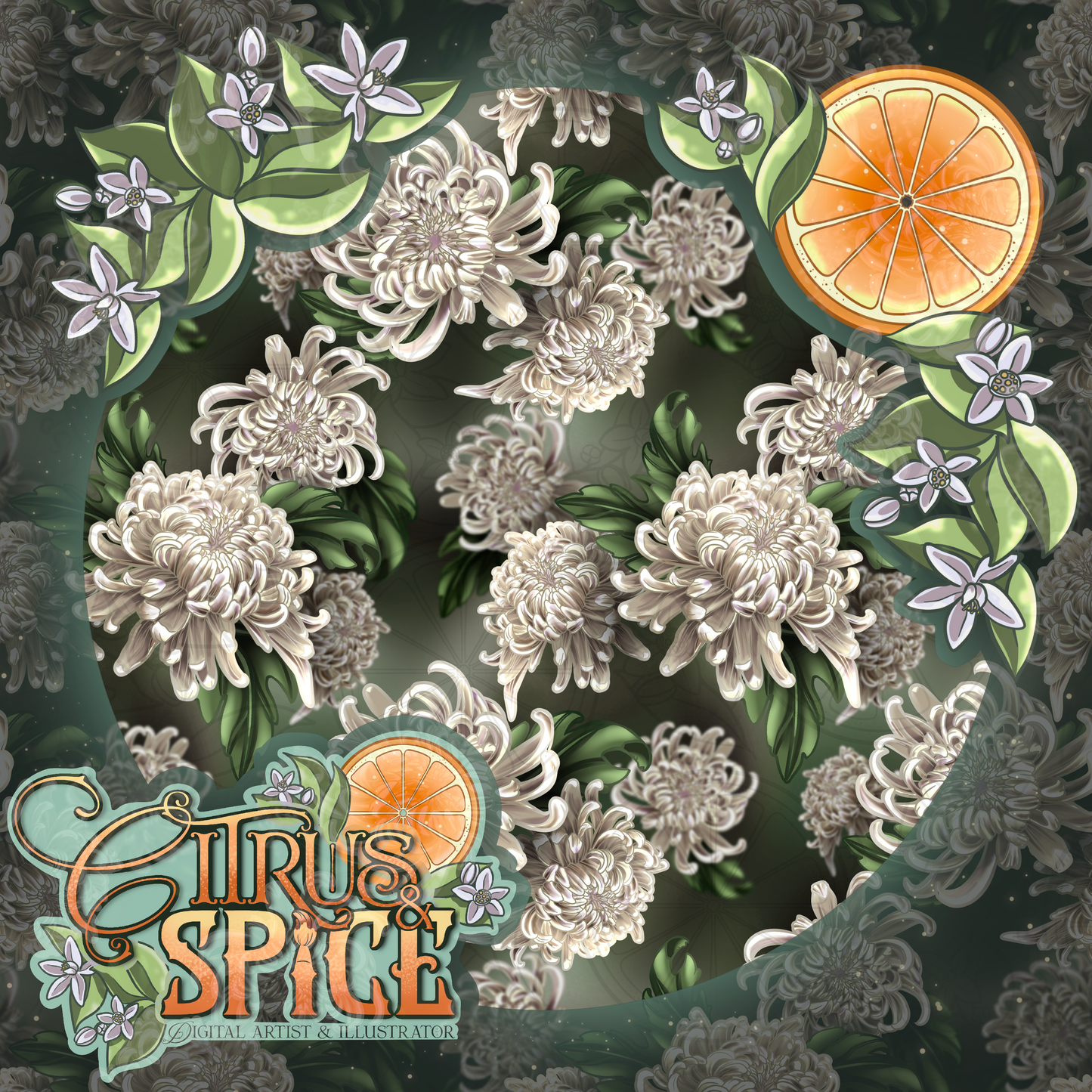 The Flower of Grief: White Chrysanthemums Seamless
