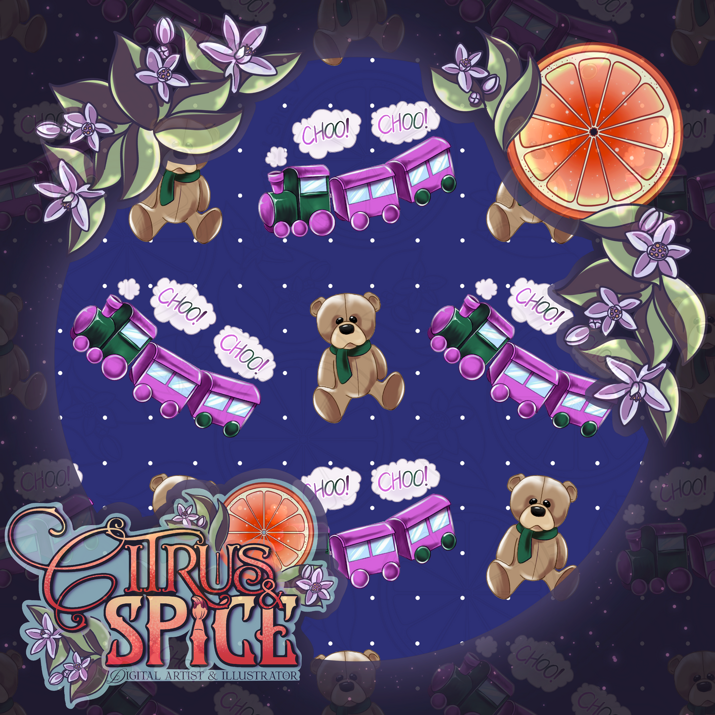 Choo Choo Seamless/PNG Bundle
