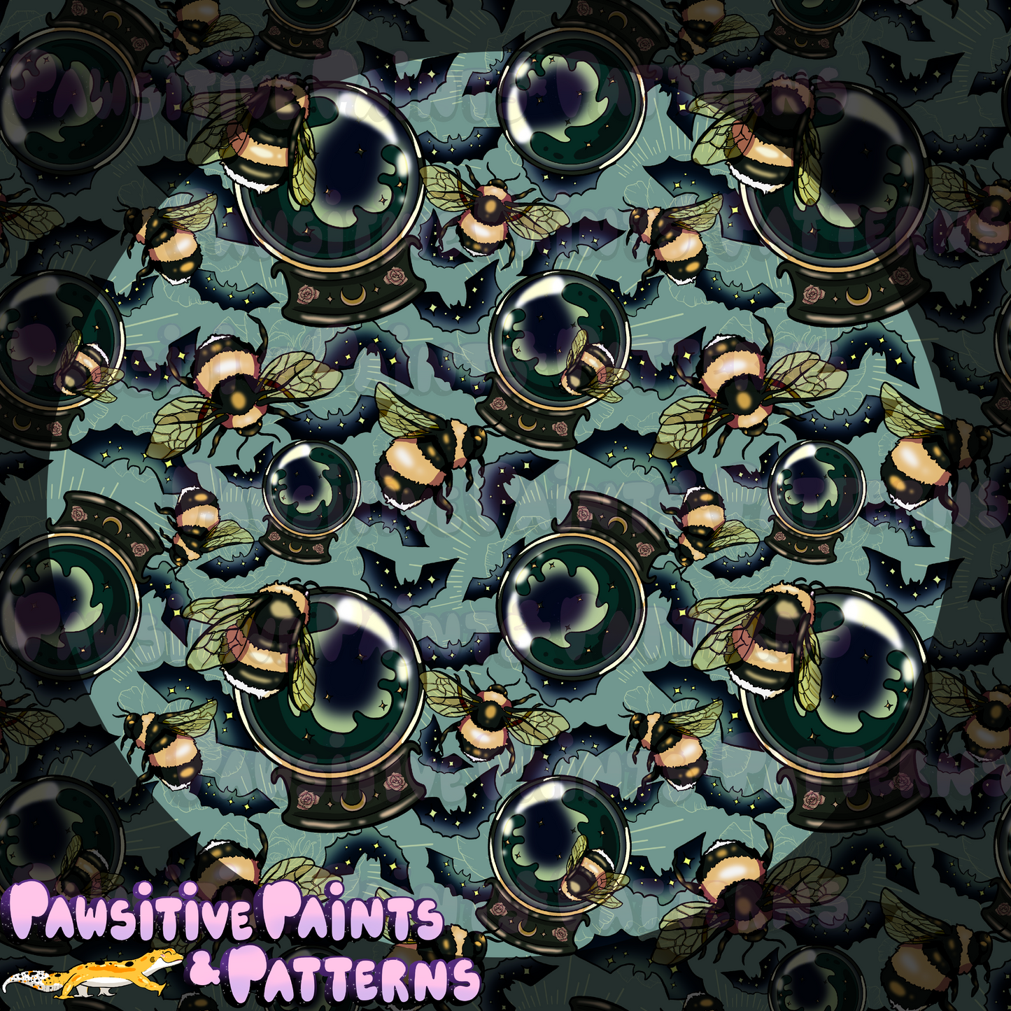 Bats and the Bees Seamless Jewel Tones Seamless