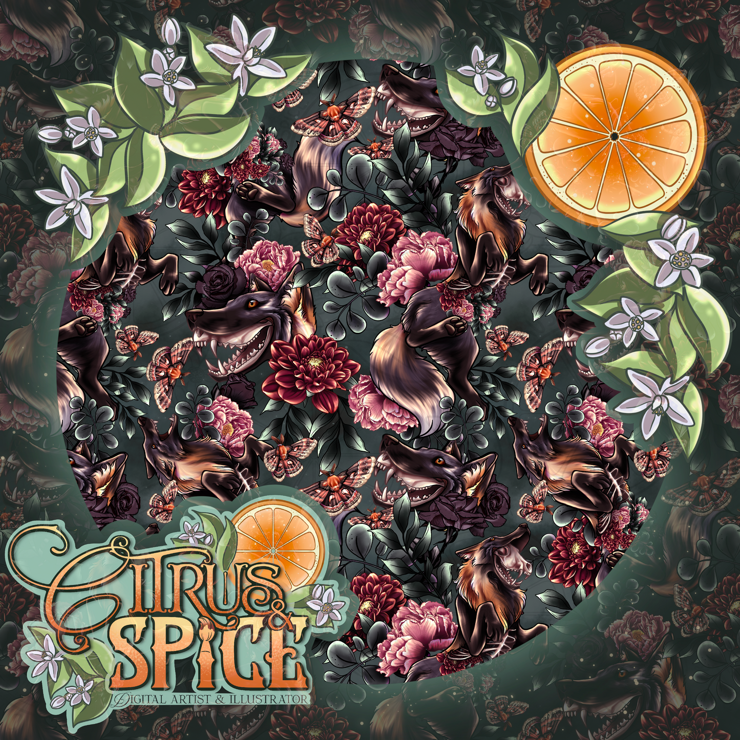 Cross Cackling Fox Seamless