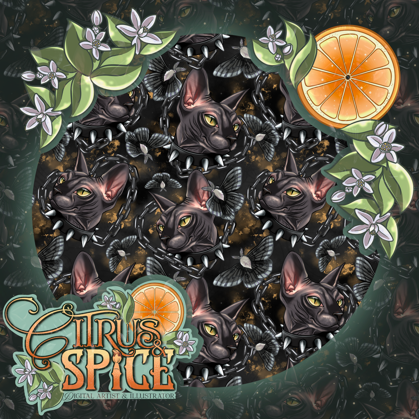 Sphynx Gothic Cat Seamless