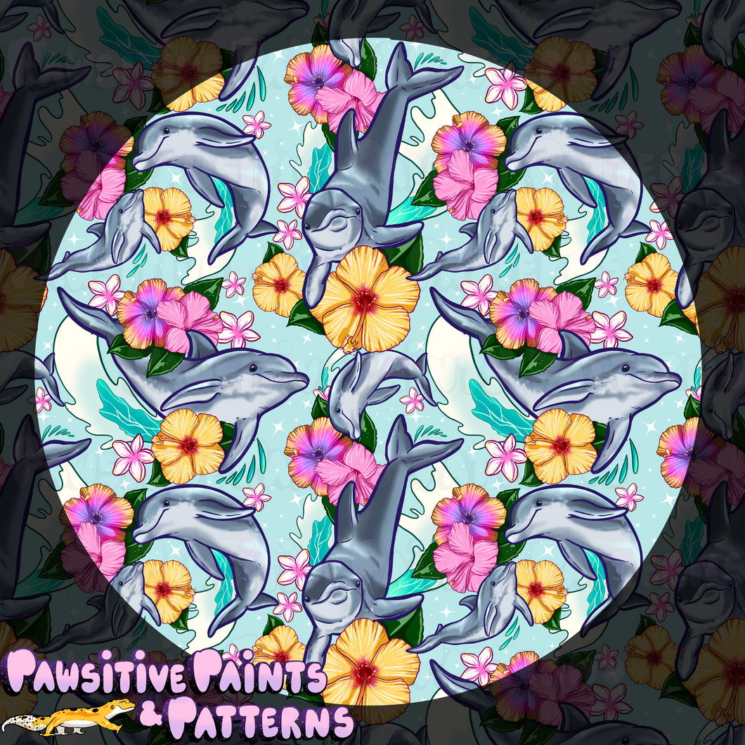 Dolphin Floral Florida Line Seamless File