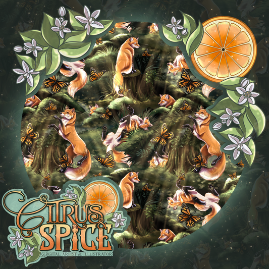 Whimsical Fox Day Forest Seamless