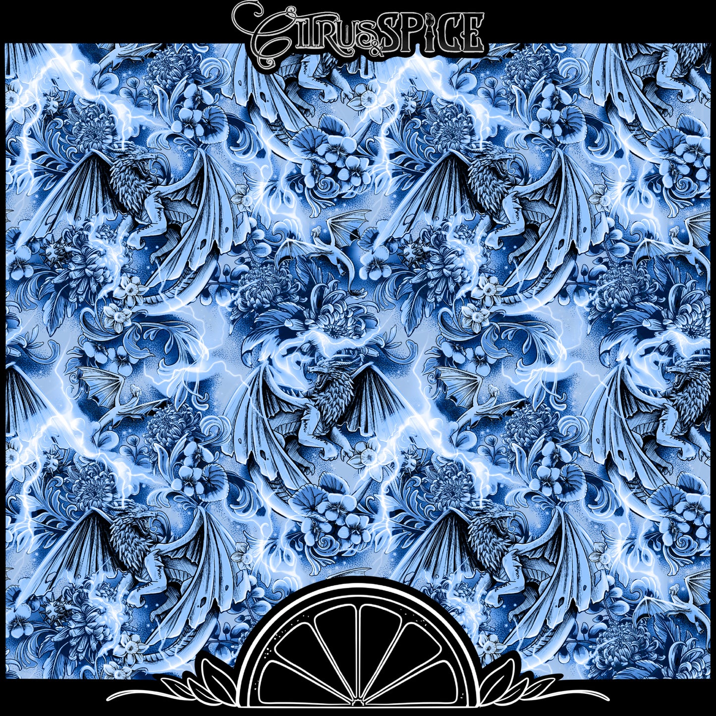 Lightning Porcelain Dragons Seamless