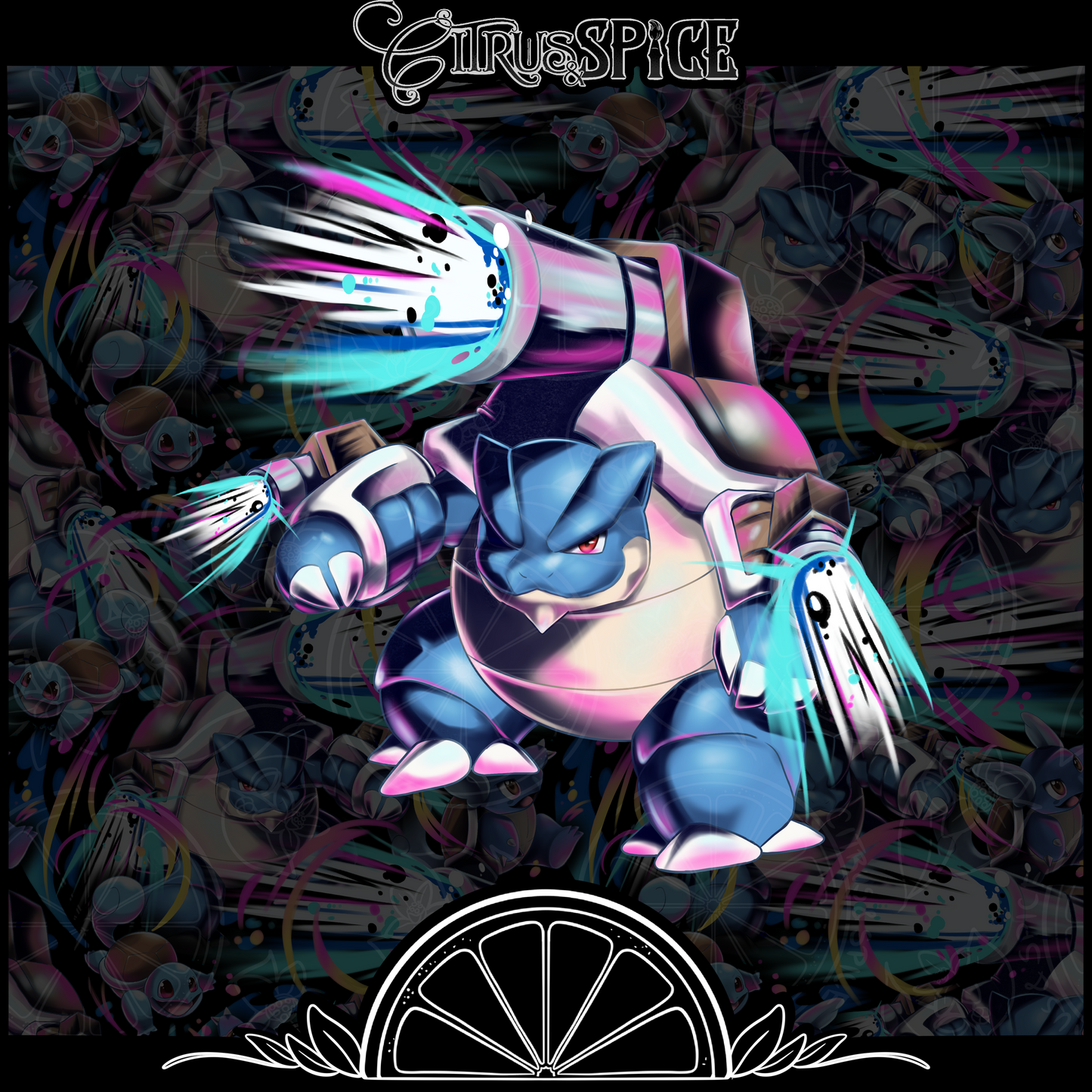 Blast Turtle BOOM Seamless/PNG