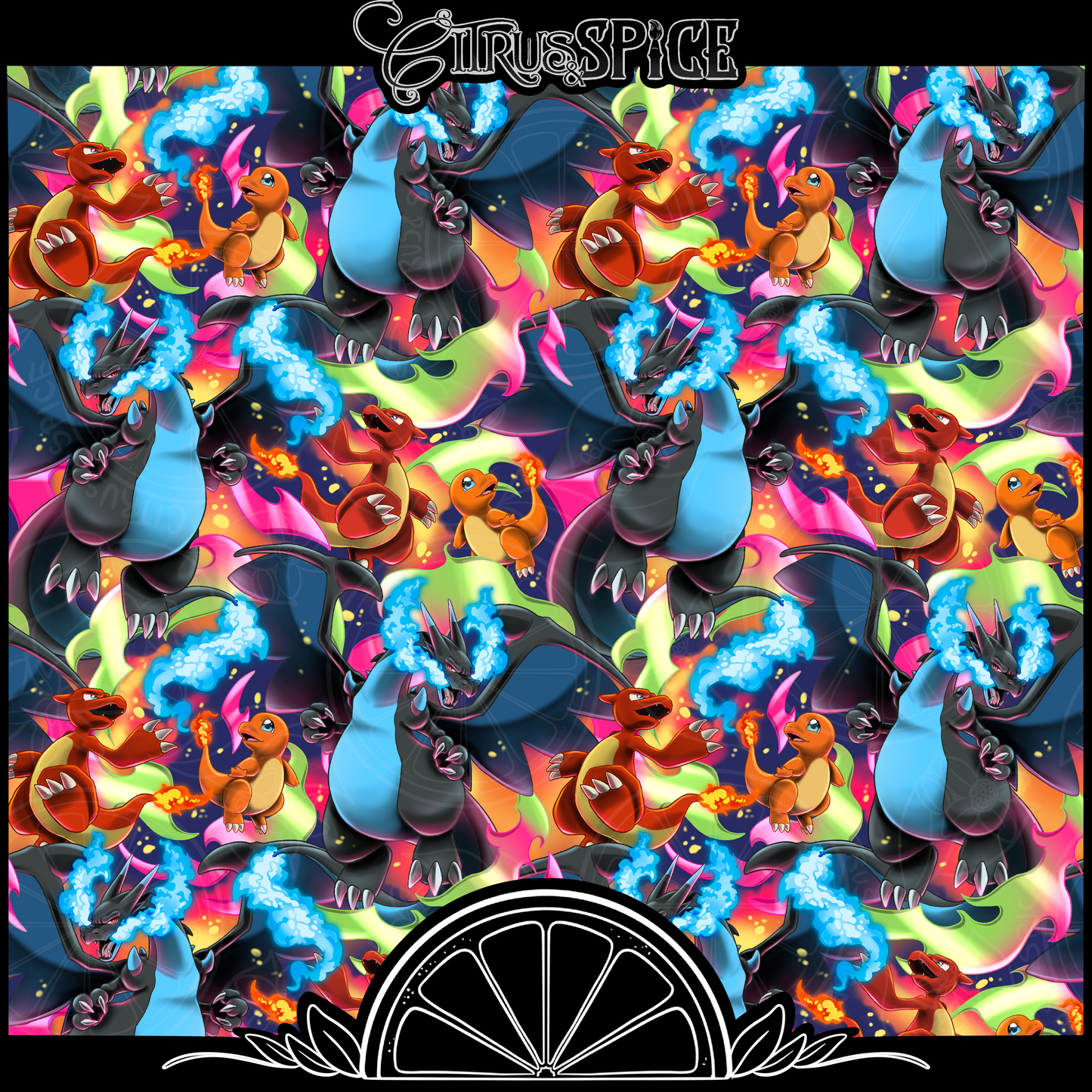 Blue Flame Dragon Seamless/PNG