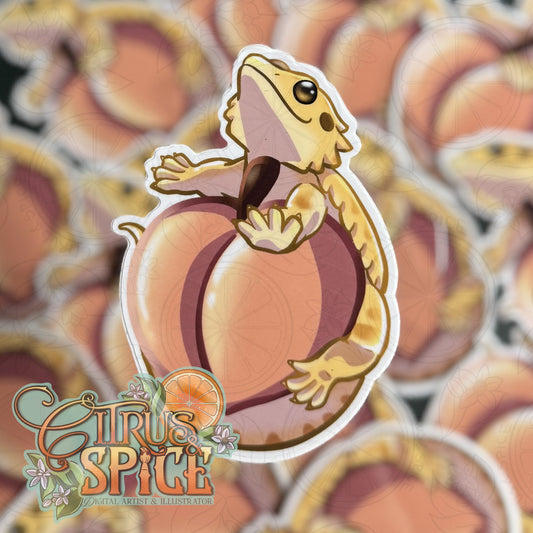 Peachy Beardie Sticker