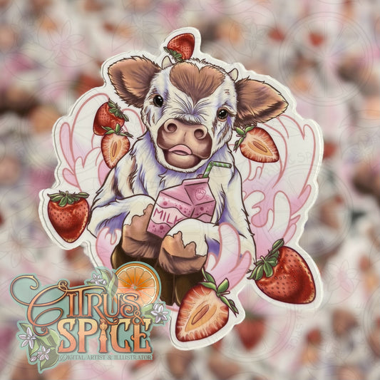 Strawberry Moo Sticker