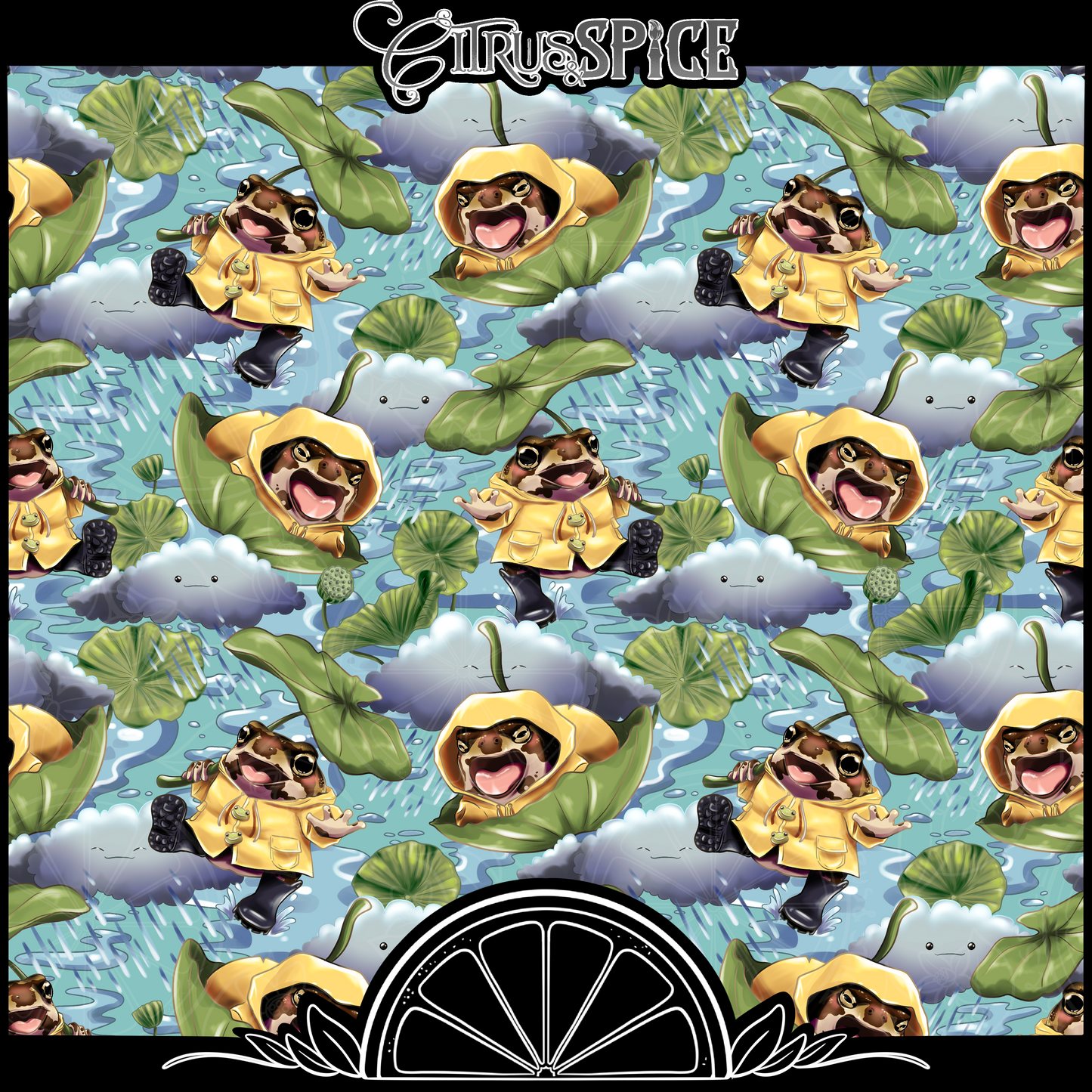 Rainy Frogs Light Seamless/PNG Bundle