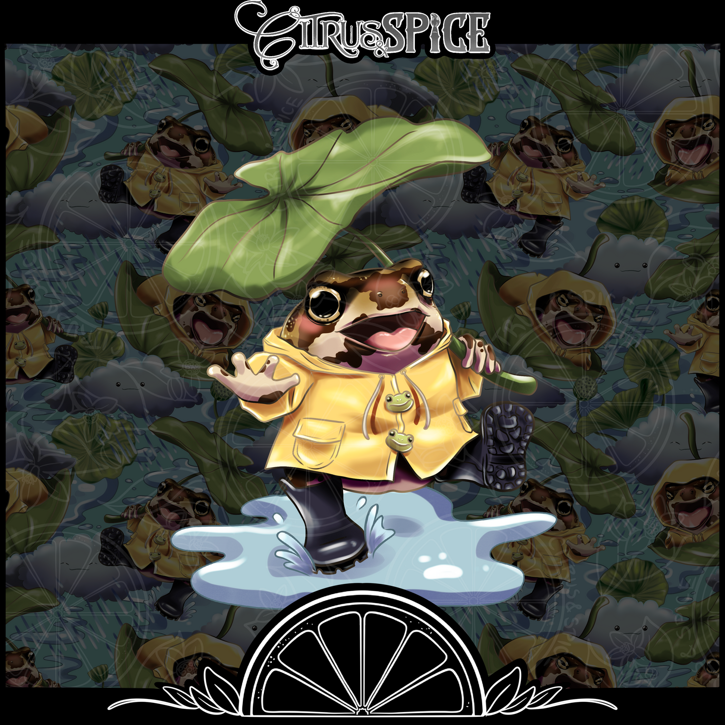 Rainy Frogs Light Seamless/PNG Bundle