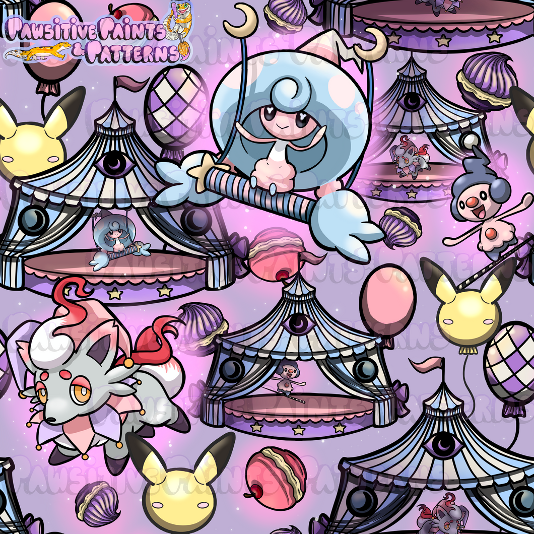 Poke Critters Pastel Circus Seamless