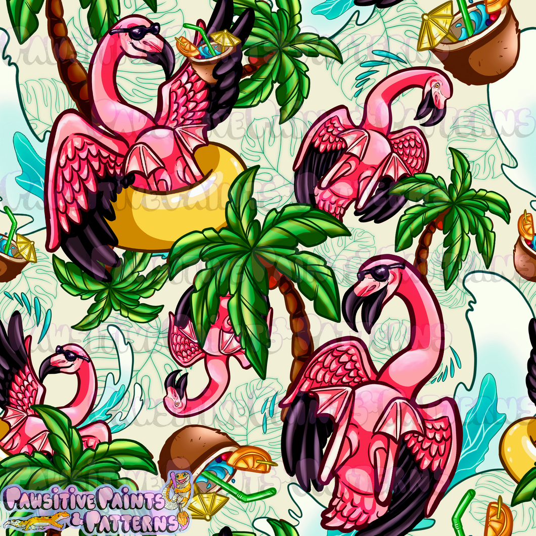 American Flamingo Party Florida Line Seamless File